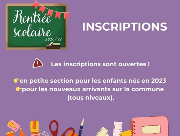 Inscriptions scolaires rentrée 2026/2027